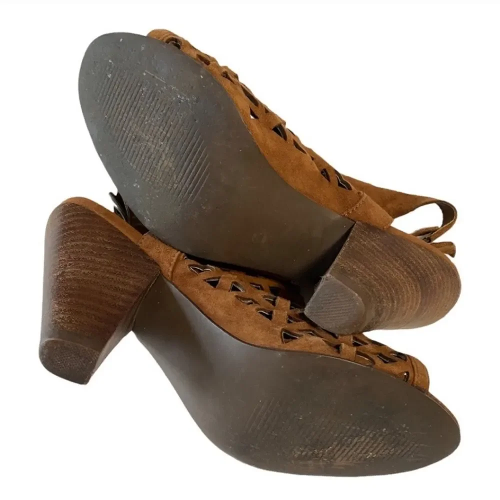 Steve Madden Karridi Brown Cutout Suede Bootie Open Toe Size 6.5